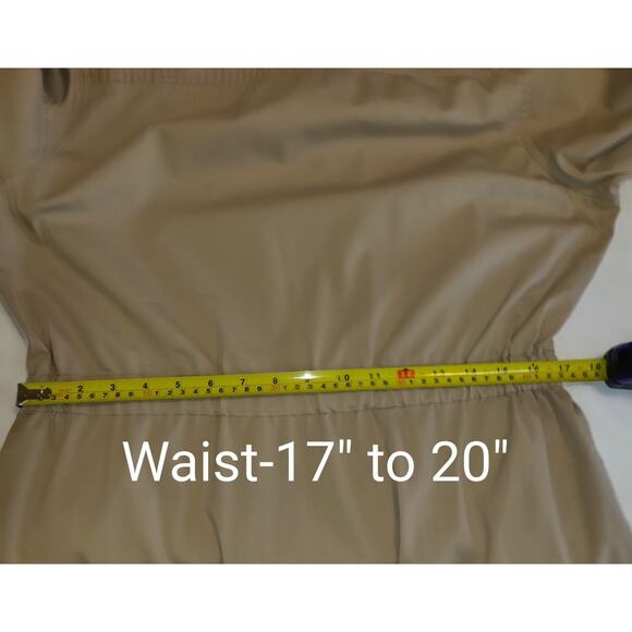 Converse Khaki Shirt Dress Sz XL One Star 3/4 Sleeves Ruched Button Down Casual - Picture 14 of 16